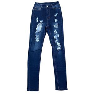 BOB High-Rise Distressed Skinny Jeans Blue Women's Size 5/6